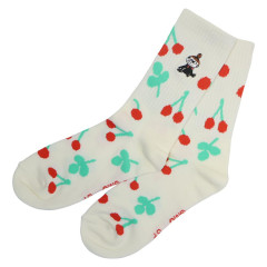 Japan Moomin Embroidered Low Crew Socks - Little My : Cherry