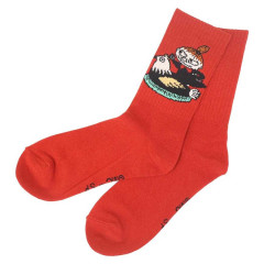 Japan Moomin Embroidered Low Crew Socks - Little My : Chicken Red