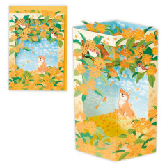 Japan Hallmark 3D Greeting Card - Autumn Osmanthus and Shiba Inu