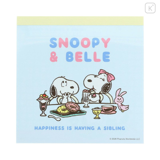 Japan Peanuts Square Memo - Snoopy & Belle : Light Blue - 1