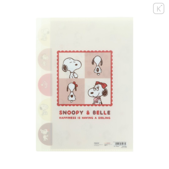 Japan Peanuts 5 Pockets A4 Clear File - Snoopy & Belle : Ivory - 2