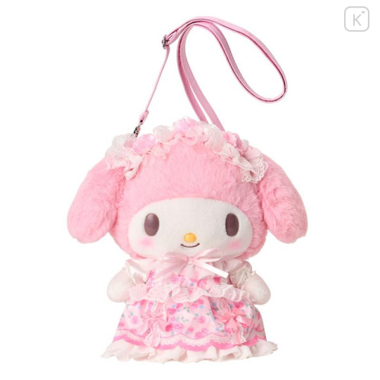 Japan Sanrio Original Plush Pochette Crossbody Shoulder Bag - My Melody : Fairy Tale Party Frills Lace Dress - 1