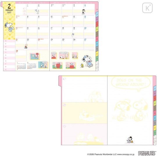 Japan Peanuts B6 Monthly Schedule Book - Snoopy : Nature Comics Caramel Brown 2027 - 4