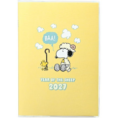 Japan Peanuts B6 Monthly Schedule Book - Snoopy & Woodstock : Sheep Yellow 2027