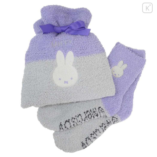 Japan Miffy Fluffy Socks in Drawstring Bag - Miffy - 1