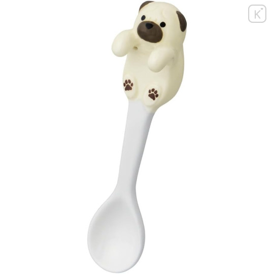 Japan Decole Ceramic Spoon - Wankoron Dog Pug Figure - 1