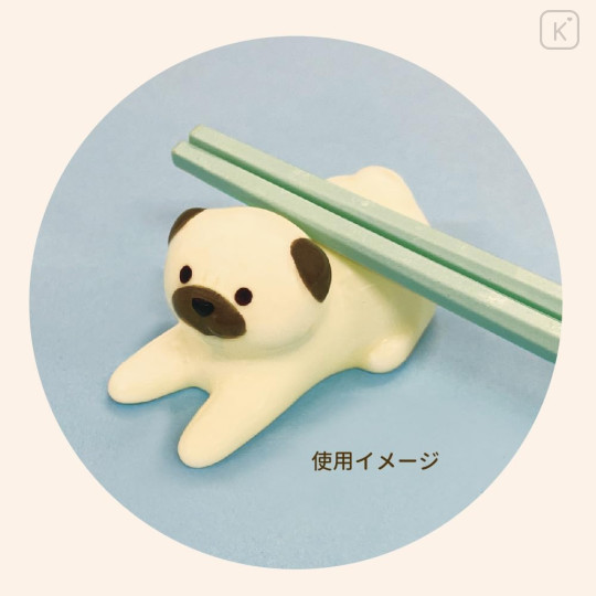Japan Decole Porcelain Chopstick Rest - Wankoron Dog Pug Figure - 2