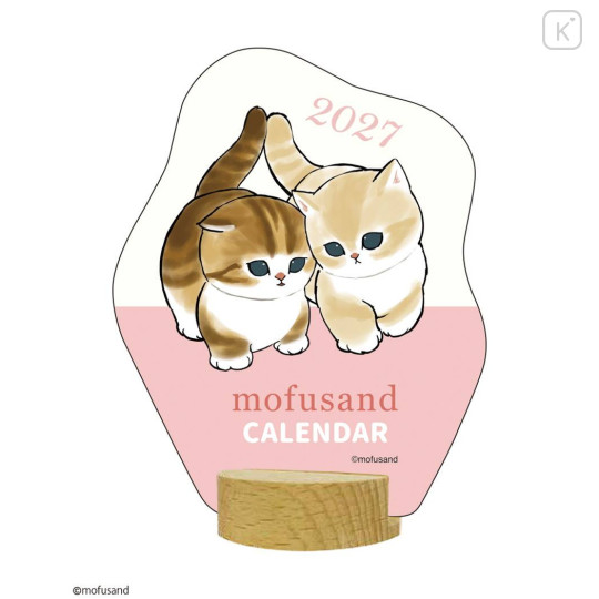 Japan Mofusand Desk Calendar Wood Stand - Cat 2027 - 1