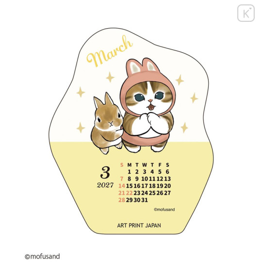 Japan Mofusand Desk Calendar Wood Stand - Cat 2027 - 3