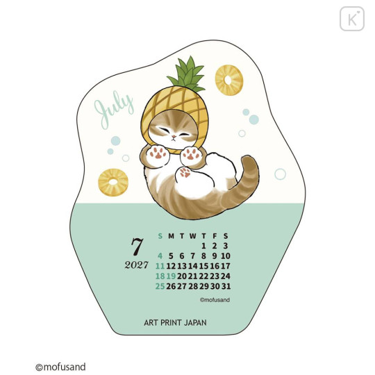 Japan Mofusand Desk Calendar Wood Stand - Cat 2027 - 4