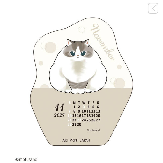 Japan Mofusand Desk Calendar Wood Stand - Cat 2027 - 5