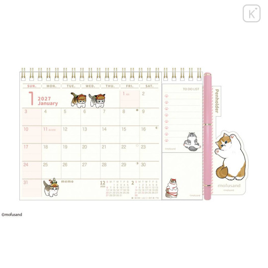 Japan Mofusand Desk Calendar & To Do List - 2027 Cat Illustration - 1