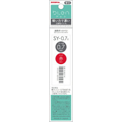 Japan Zebra bLen SY-0.7 Ballpoint Pen Refill - 0.7mm Red