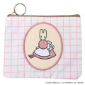 Japan Sanrio Flat Mini Pouch - Marron Cream : Embroidery Emblem Grid - 1