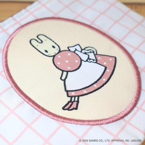 Japan Sanrio Flat Mini Pouch - Marron Cream : Embroidery Emblem Grid - 4