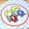 Japan Sanrio Flat Mini Pouch - Patty & Jimmy : Embroidery Emblem Grid - 4