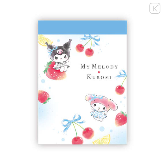 Japan Sanrio Mini Notepad - Kuromi & My Melody : Fruit Ribbon - 1