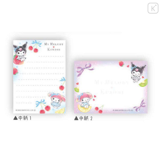 Japan Sanrio Mini Notepad - Kuromi & My Melody : Fruit Ribbon - 2