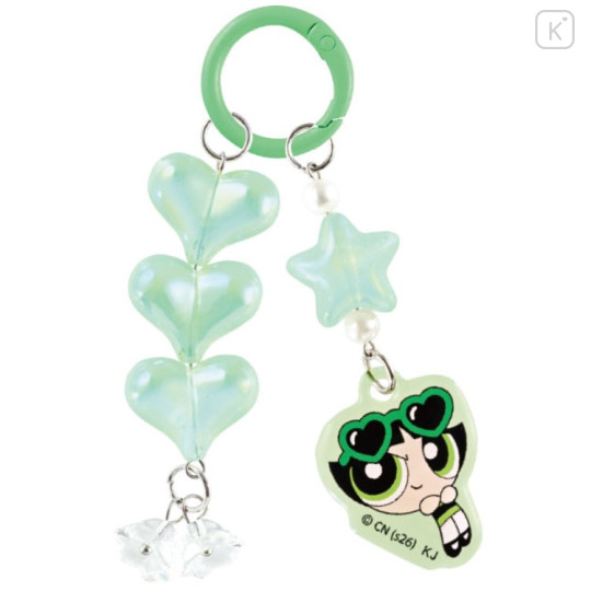 Japan The Powerpuff Girls Puffy Bead Keychain - Buttercup Heart Glossy - 1
