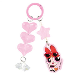 Japan The Powerpuff Girls Puffy Bead Keychain - Blossom Heart Glossy