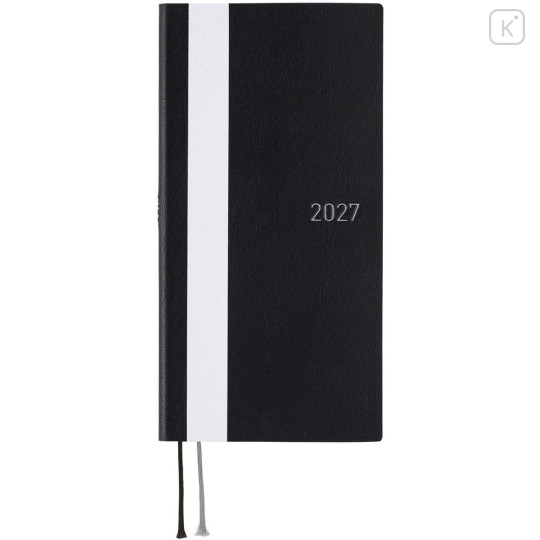 Japan Hobonichi Techo Weeks Softcover Horizontal English - White Line Black / 2027 Jan / Mon Start - 1