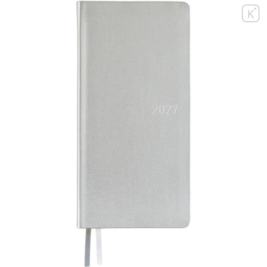 Japan Hobonichi Techo Weeks Hardcover Horizontal English - Leather Noble Silver / 2027 Jan / Mon Start - 1