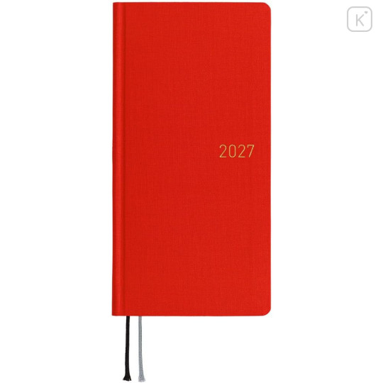 Japan Hobonichi Techo Weeks Mega Hardcover Horizontal English - Colors Poppy Red / 2027 Jan / Mon Start - 1