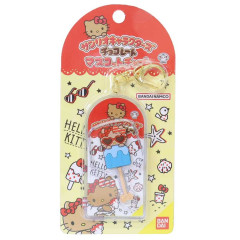 Japan Peko × Sanrio Figure Keychain - Hello Kitty : Chocolate Lollipop Tan Sunburned Sunglasses
