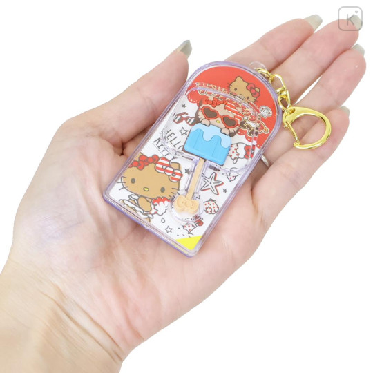Japan Peko × Sanrio Figure Keychain - Hello Kitty : Chocolate Lollipop Tan Sunburned Sunglasses - 2