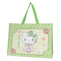 Japan Sanrio Souvenir Laminated Woven PP Eco Shopping Bag - Hello Kitty : Matcha Green - 1
