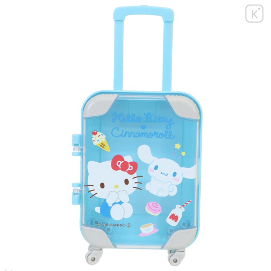 Japan Sanrio Small Desktop Organizer - Cinnamoroll & Hello Kitty : Luggage Style Light Blue - 1