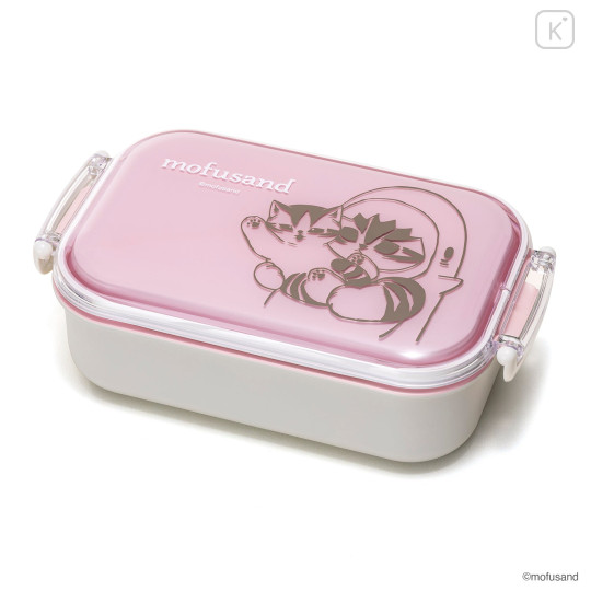 Japan Mofusand Rectangular Tight Lunch Box 480ml - Shark Cat Pink - 5