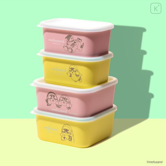 Japan Mofusand Square Storage Container Slim 330ml - Shark Cat Yellow - 3