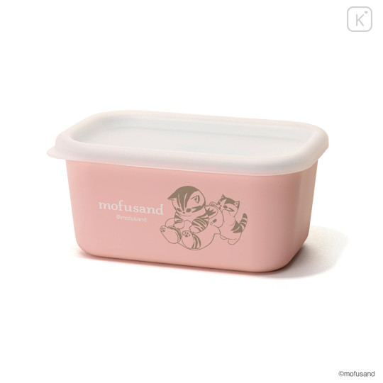 Japan Mofusand Square Storage Container Slim 330ml - Shark Cat Pink - 1