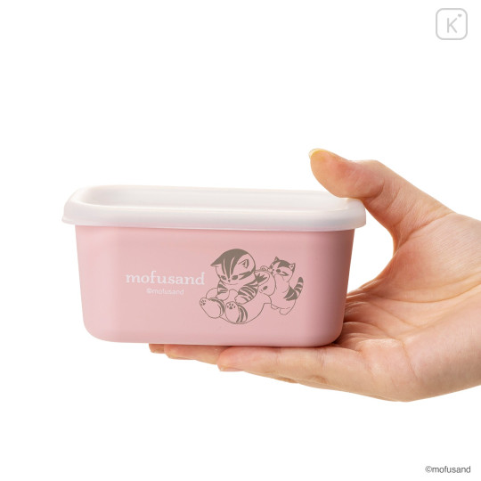 Japan Mofusand Square Storage Container Slim 330ml - Shark Cat Pink - 6