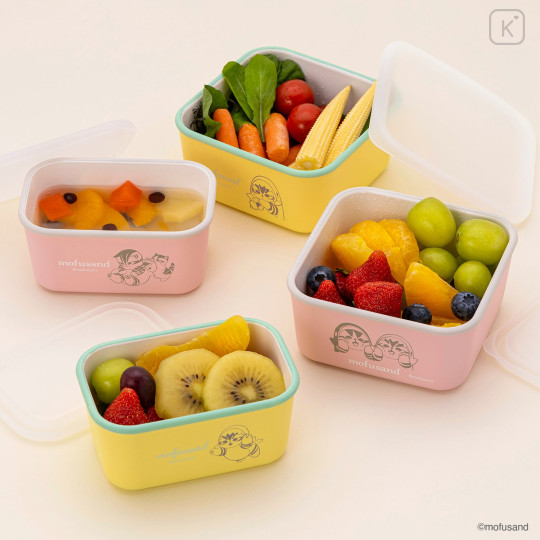 Japan Mofusand Square Storage Container 450ml - Shark Cat Pink - 2