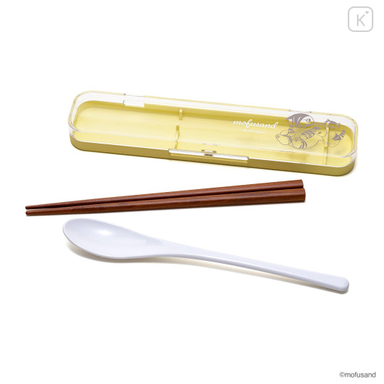 Japan Mofusand Chopsticks and Spoon Set - Shark Cat Yellow - 7