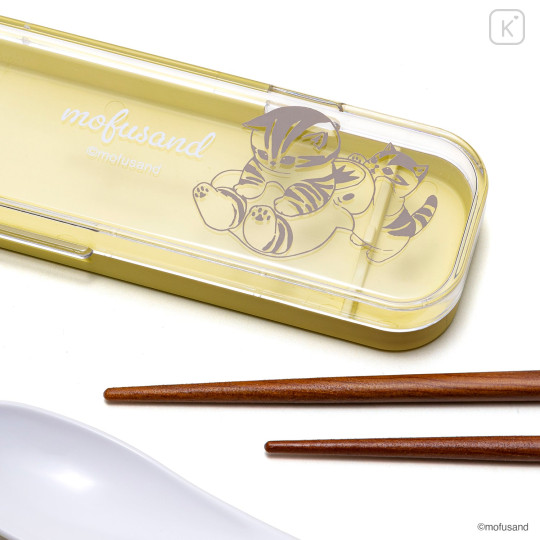 Japan Mofusand Chopsticks and Spoon Set - Shark Cat Yellow - 8