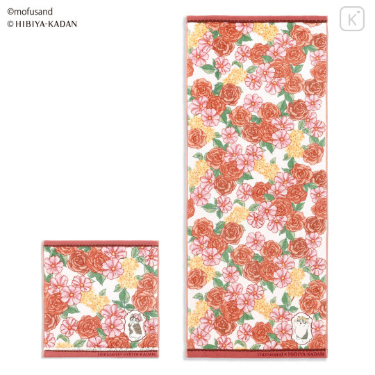Japan Mofusand Hibiya Kadan Handkerchief - Autumn Red - 2