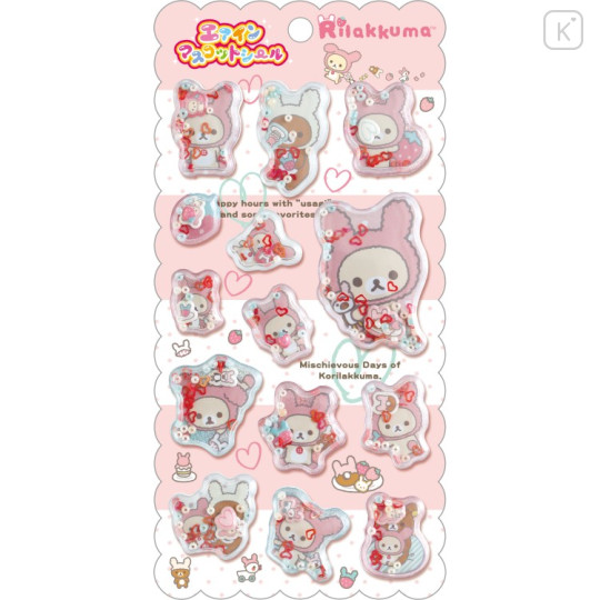 Japan San-X Air-in Mascot Sticker - Rilakkuma : Back in the Day Playing with Rabbits - 1