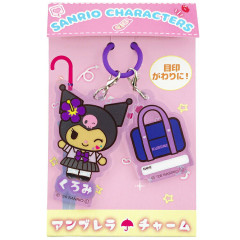 Japan Sanrio Tiny Acrylic Charm Set Umbrella Marker - Kuromi : Retro Heisei Kogal Tan Sunburned Wink