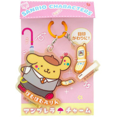 Japan Sanrio Tiny Acrylic Charm Set Umbrella Marker - Pompompurin : Retro Heisei Kogal Tan Sunburned Wink