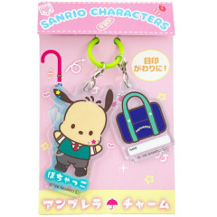 Japan Sanrio Tiny Acrylic Charm Set Umbrella Marker - Pochacco : Retro Heisei Kogal Tan Sunburned Wink
