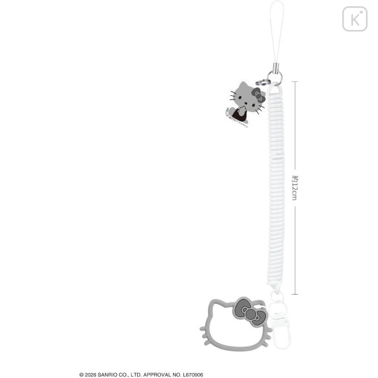 Japan Sanrio Multi-coil Spring Smartphone Strap Keychain Phone Charm - Hello Kitty : Monotone Grey White - 2