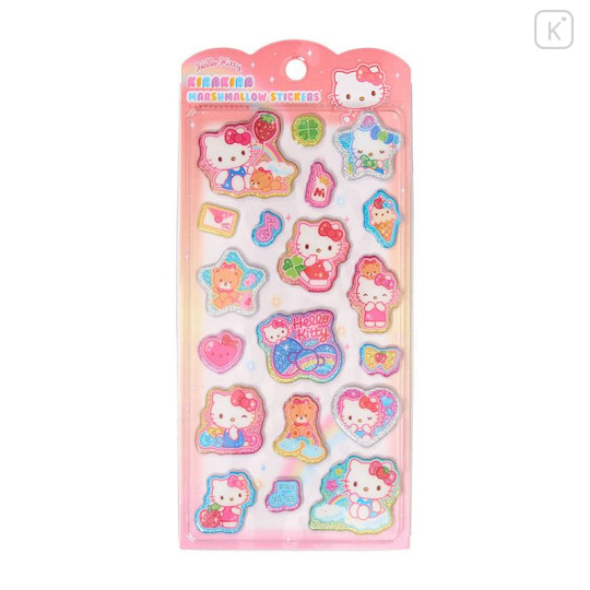 Japan Sanrio Glitter Kirakira Marshmallow Sticker - Hello Kitty & Tiny Chum - 1