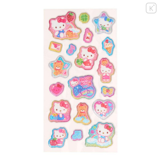 Japan Sanrio Glitter Kirakira Marshmallow Sticker - Hello Kitty & Tiny Chum - 2