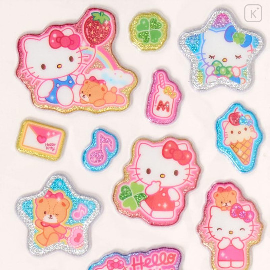 Japan Sanrio Glitter Kirakira Marshmallow Sticker - Hello Kitty & Tiny Chum - 3