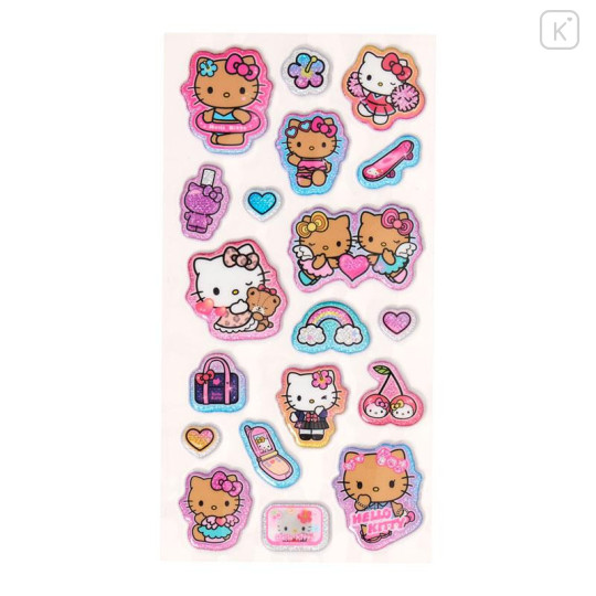 Japan Sanrio Glitter Kirakira Marshmallow Sticker - Hello Kitty : Gal Tan Sunburned - 2