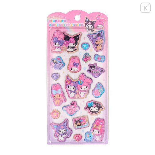 Japan Sanrio Glitter Kirakira Marshmallow Sticker - Kuromi & My Melody : Gal Tan Sunburned - 1