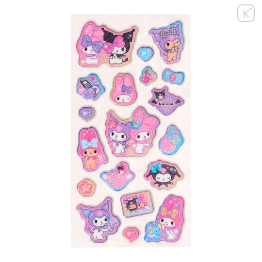 Japan Sanrio Glitter Kirakira Marshmallow Sticker - Kuromi & My Melody : Gal Tan Sunburned - 2